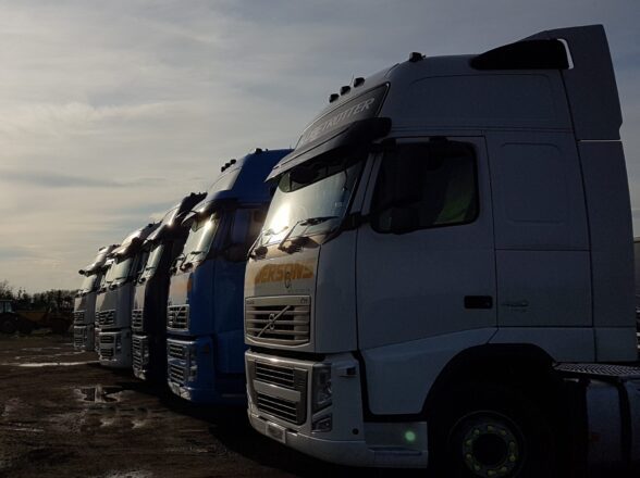 Trucks in a row