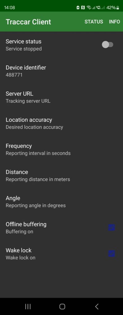 Android Tracking App Screen