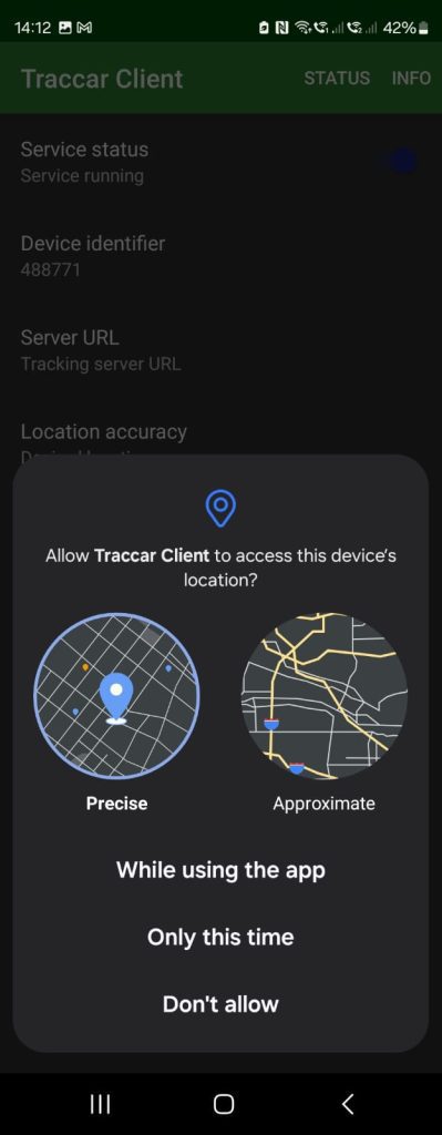Android Tracking App Screen