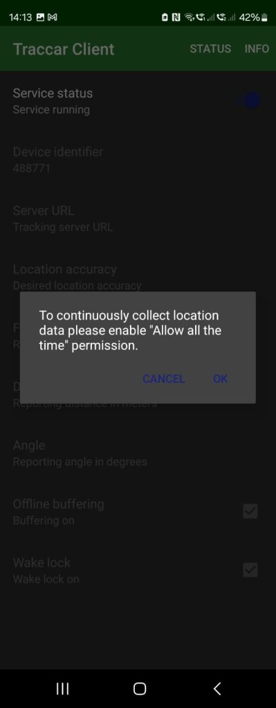 Android Tracking App Screen