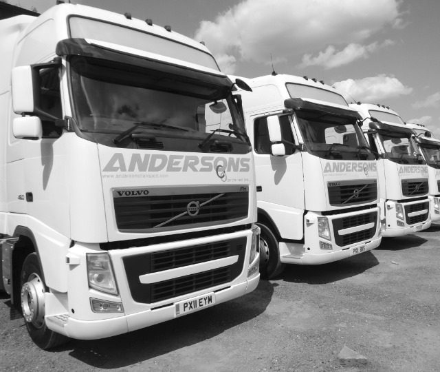 4 x Andersons Transport Volvo FH12 trucks in a row